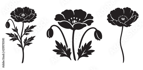 Artistic Poppy Silhouette Trio.