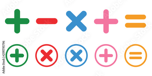 Foto Plus Minus Multiply Divide and Equal Sign Icons for Mathematics Calculation Educ