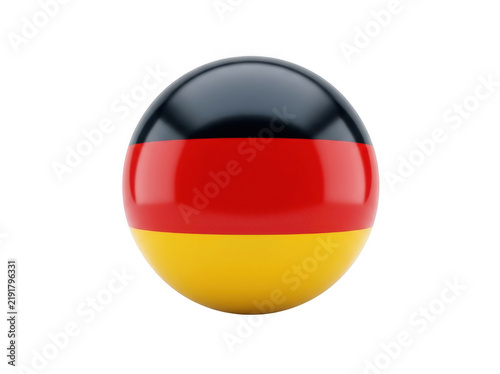 Glossy 3d sphere with the german flag colors isolated on transparent background