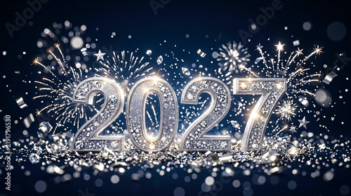 Obraz na płótnie Silver Diamond 2027 Text Effect