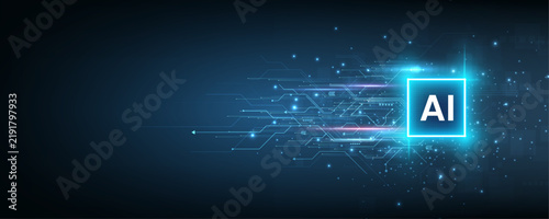 AI Artificial Intelligence chipset global futuristic technology, Abstract banner background, Vector illustration 