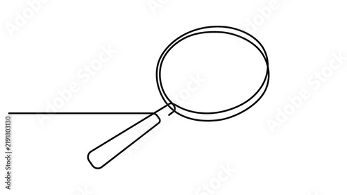 Magnifying glass continuous one line drawing animation, Animation of a single line drawing of a magnifying glass, Full length single line art animation. Full length one line animation 4k video