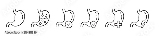 Stomach editable stroke outline icon isolated on white background flat vector illustration.