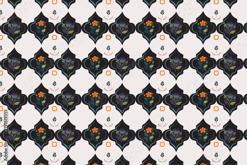  Floral Elegant Moroccan arch seamless pattern inspired by Moorish architecture for wallpaper, textiles and premium interiors