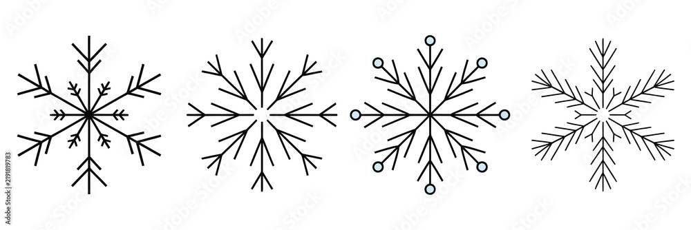 Obraz premium Snowflake Icons for Winter Design Elements, Ice Crystals, Christmas Decorations, Holiday Ornaments, and Seasonal Graphics