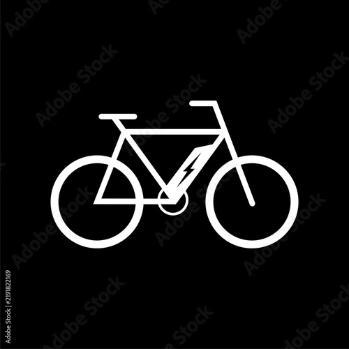 Electric bike sign icon isolated on black background