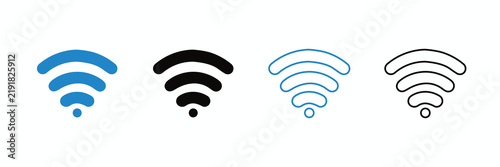 WiFi icon set vector illustration with flat and outline styles isolated on white background