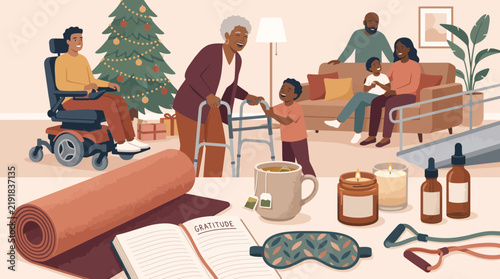 Multigenerational Family Wellness and Gratitude Journaling During Christmas Holiday