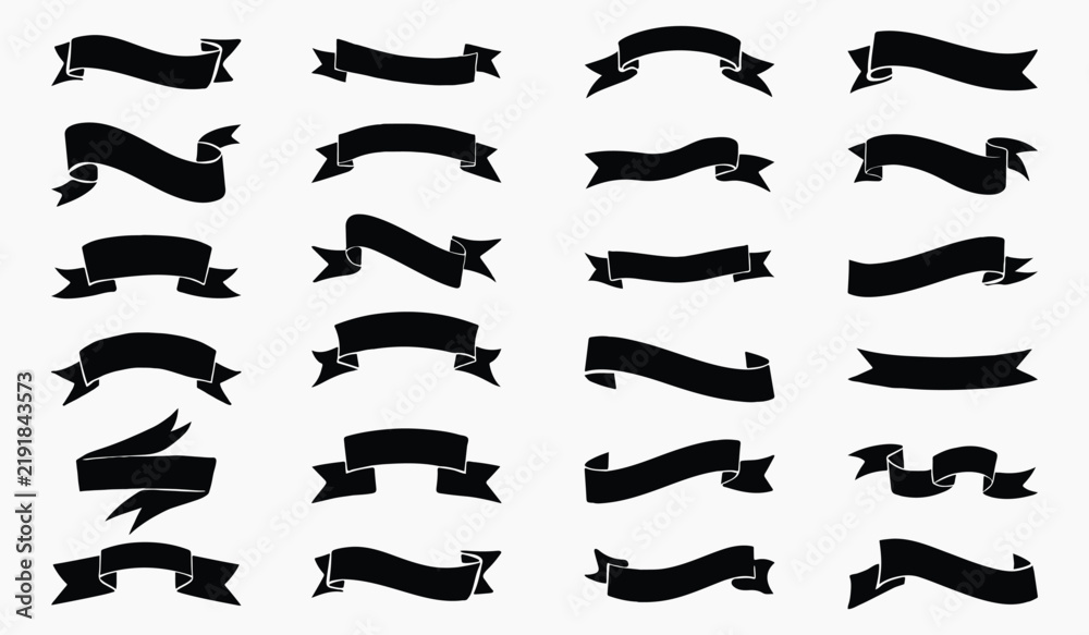 Obraz premium Vintage black ribbon banners collection vector elements