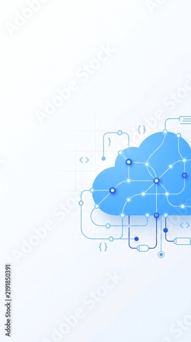 Obraz na płótnie Cloud Computing and SaaS Tech Background with Network Mesh