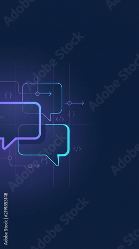Obraz na płótnie AI Chatbot Support and SaaS Speech Bubble Vertical Background