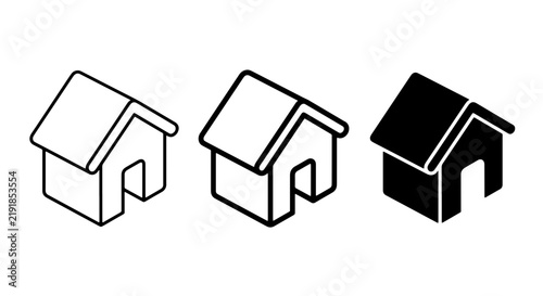 Isometric House Icons, Simple Building Symbols, Minimalist Home Graphics, Vector Set