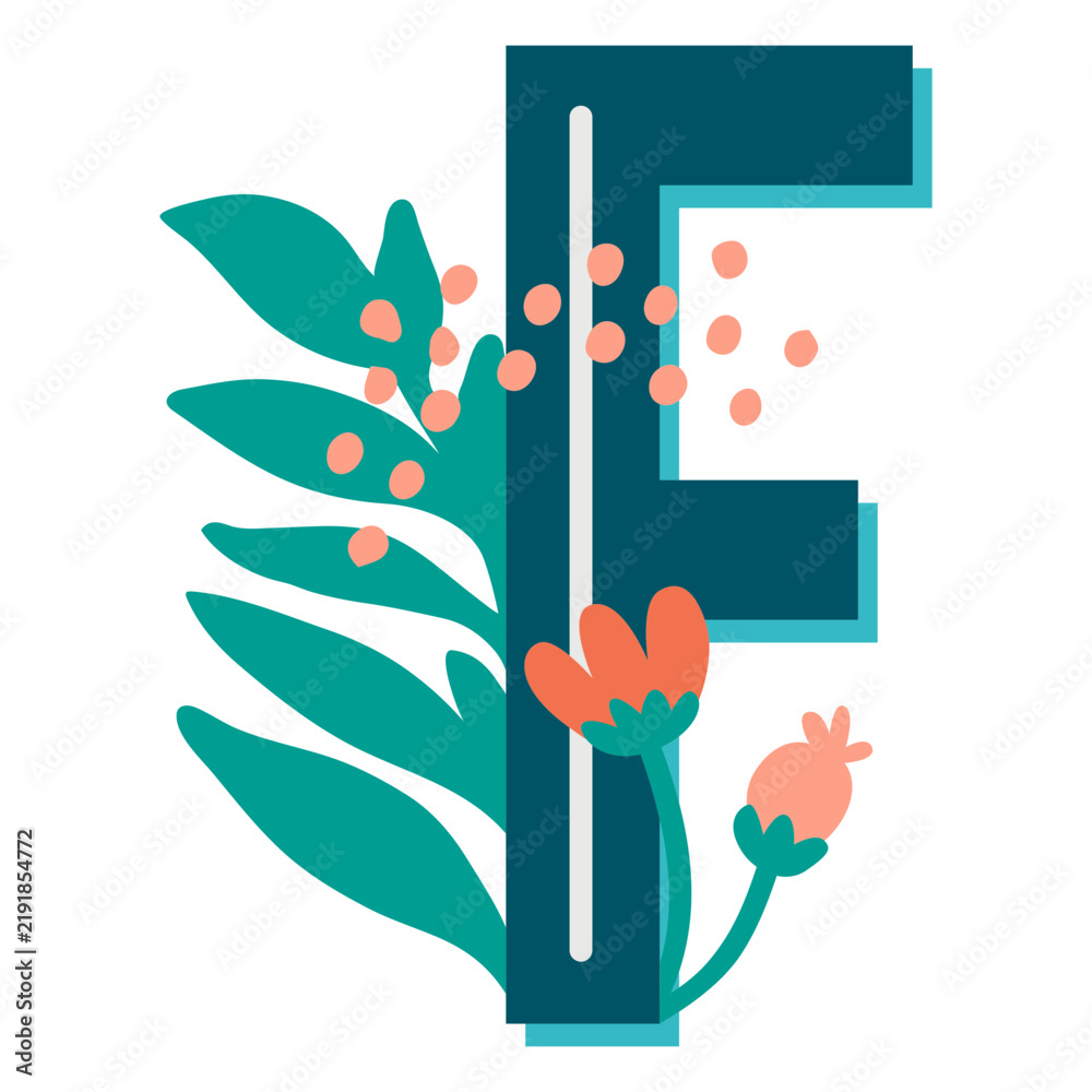 Obraz premium Tropical decorated capital letter f