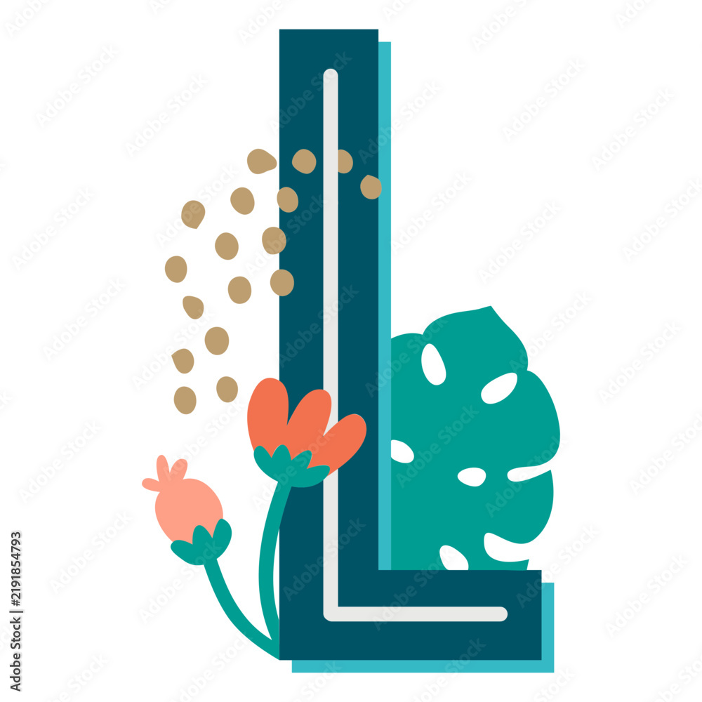 Obraz premium Tropical decorated capital letter l