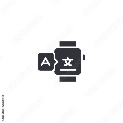 A digital device displaying multiple language symbols represents instant translation, multilingual applications, language conversion, and convenient communication across languages.