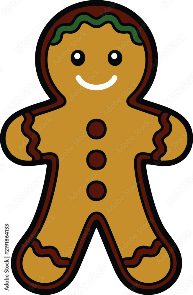 Obraz premium Gingerbread man cookie illustration sweet baked treat holiday season dessert festive food character