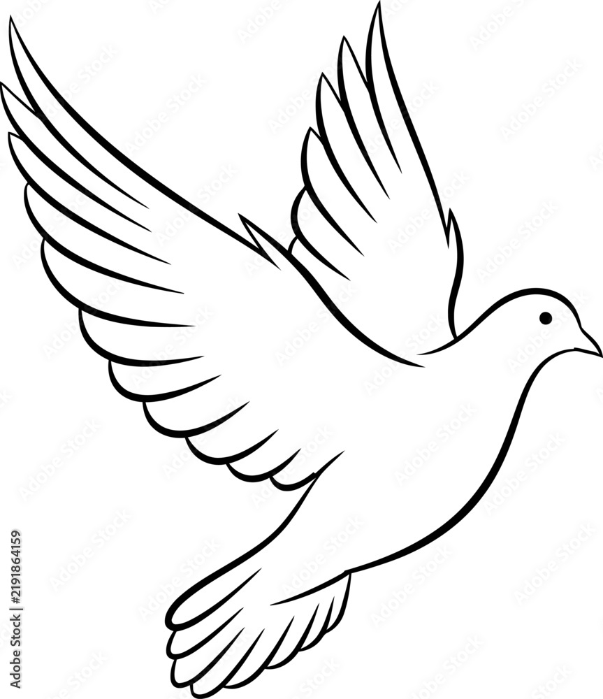Obraz premium Elegant flying dove line art illustration for peace symbol.