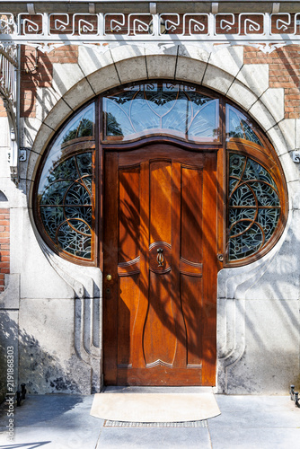 Art Nouveau entrance of villa Rams Woerthe in Steenwijk, Overijssel, the Netherlands, Europe