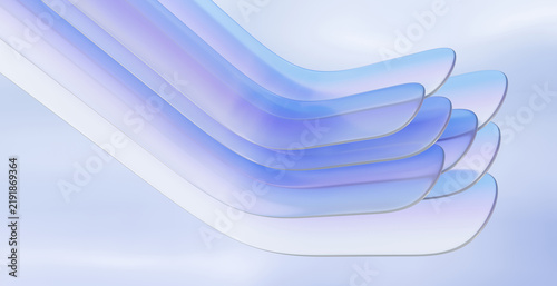 Glossy gradient glass curve layer hologram abstract background. tech refraction wallpaper semitransparent smooth shape scene futuristic beautiful style trendy. 3d rendering illustration