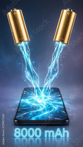 Lithium Gold Batteries Streaming Lightning Energy into Phone