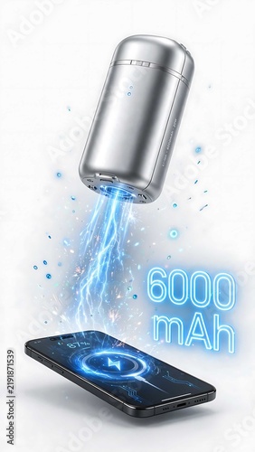 Silver Power Bank with Sparkling Particles Charging Phone at 87%
