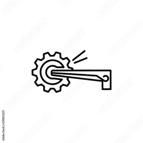 Mechanical gear and lever handle icon representing manual rotation