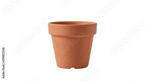 Terracotta flower pot made of natural red clay, empty ceramic planter for gardening, rustic earthenware vessel for indoor and outdoor plants isolated PNG with Transparent Background