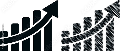 Business Growth Chart with Rising Arrows, Financial Statistics Graph, Profit Increase, Market Success, Investment Strategy, Sales Progress and Economic Growth Vector Illustration