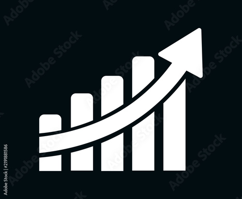 Financial Growth Chart with Upward Arrows and Increasing Bars, Business Progress, Market Success, Sales Statistics, Profit Growth, Investment Strategy and Economic Development Vector Illustration