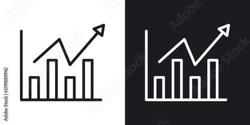 Obraz na płótnie Chart histogram vector icons in solid and outlines set