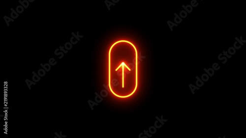 Neon directional upward arrow video animation. Neon glowing forward animation.