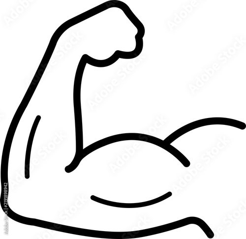 Strong muscular arm bicep icon isolated on transparent background