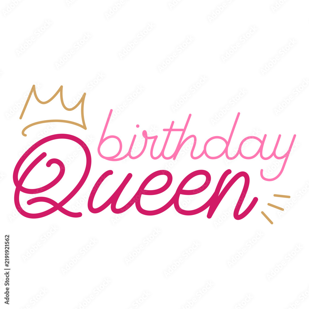 Fototapeta premium Birthday queen crown quote