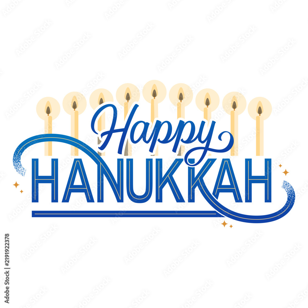 Obraz premium Happy hannukah candles lettering