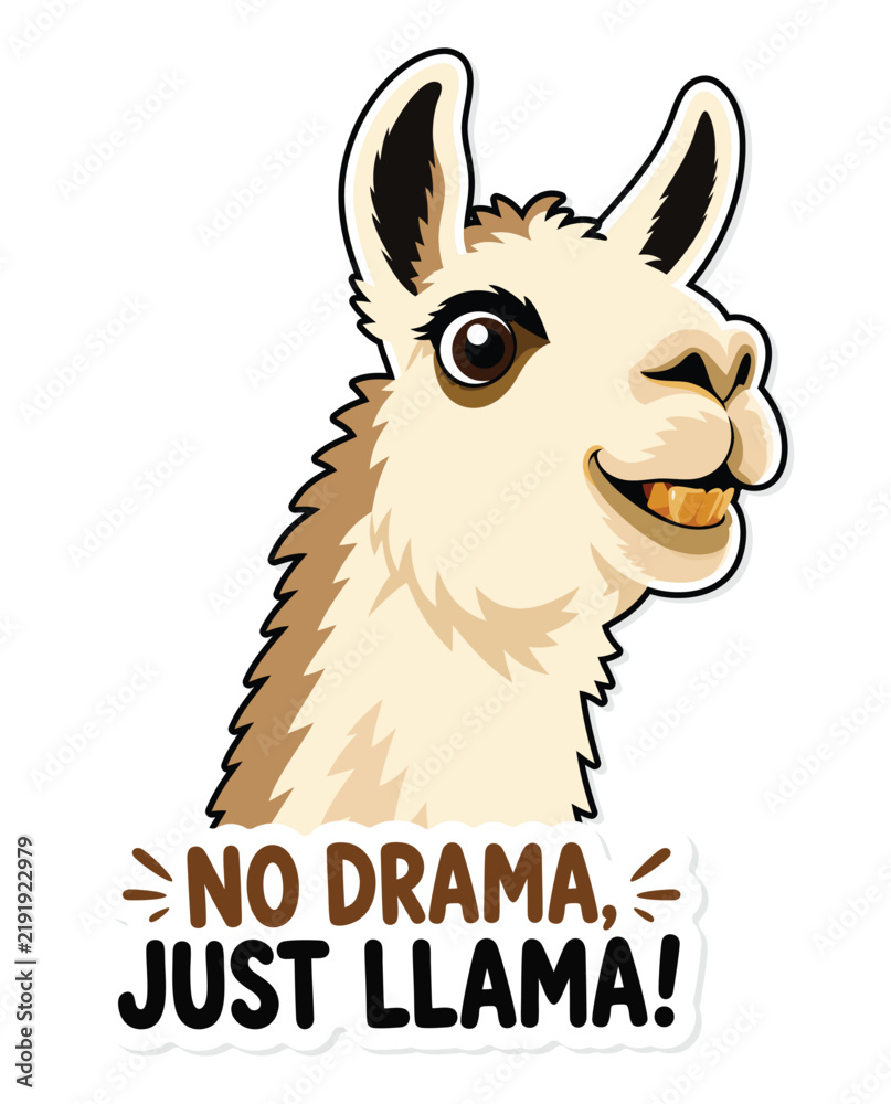 Fototapeta premium Cartoon llama Sticker.