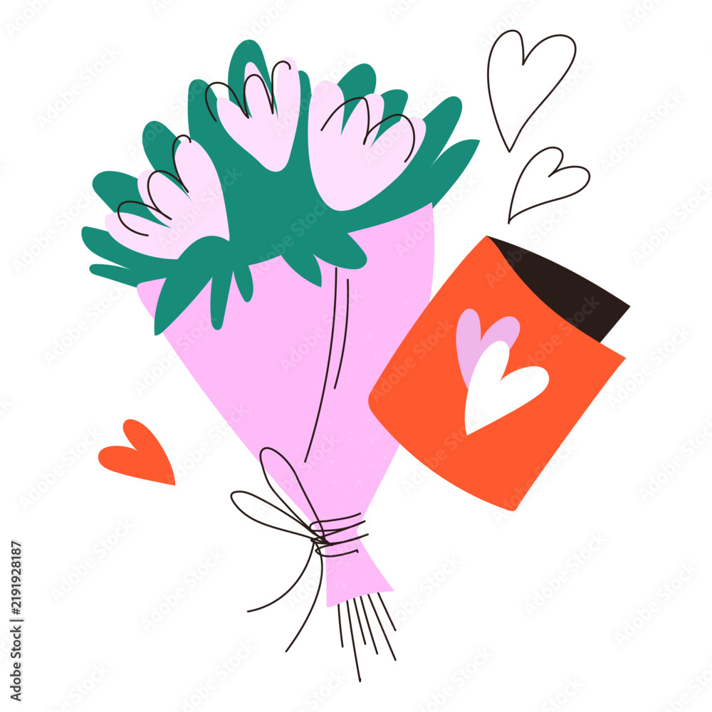 Obraz premium Flower bouquet doodle