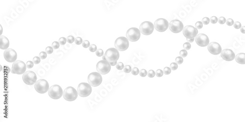 Realistic white pearl string luxury vector decoration