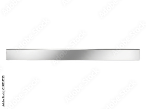 Modern metallic flat bar with reflective surface against transparent background.