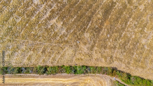 Obraz na płótnie An aerial view high above  the Judith Stone, a large glacial erratic block locat