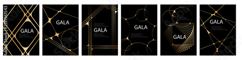 Golden Luxury invitation template card big set, Premium geometric figure gold frame typography design. Elegant background for advertising, gala card, grand opening, party invitation, layout