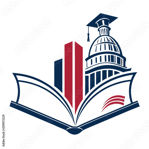 Academic and financial education concept with capitol dome and bar chart