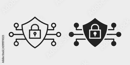 Cybersecurity Machine Learning Icon represents intelligent threat detection, security analysis, predictive algorithms, and automated cyber defense in stroke and filled styles.