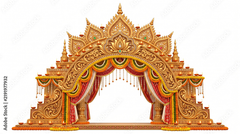 Fototapeta premium Elaborate mandap wedding arch decoration