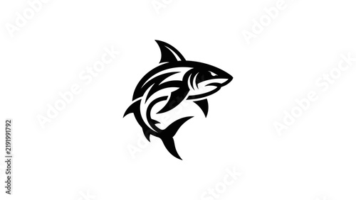 Tribal style jumping shark silhouette.