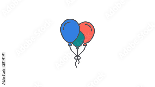 Trio of colorful party balloons in blue, green, and red.