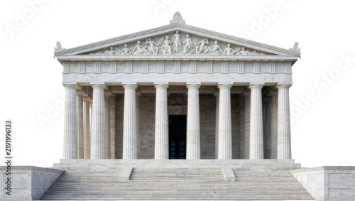 Obraz na płótnie Grand marble neoclassical building with Doric columns and pediment sculptures, i
