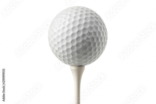 Foto Minimalist View of a White Golf Ball Resting on a Wooden Tee