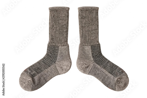 Foto Heavyweight grey ribbed crew socks for hiking and work