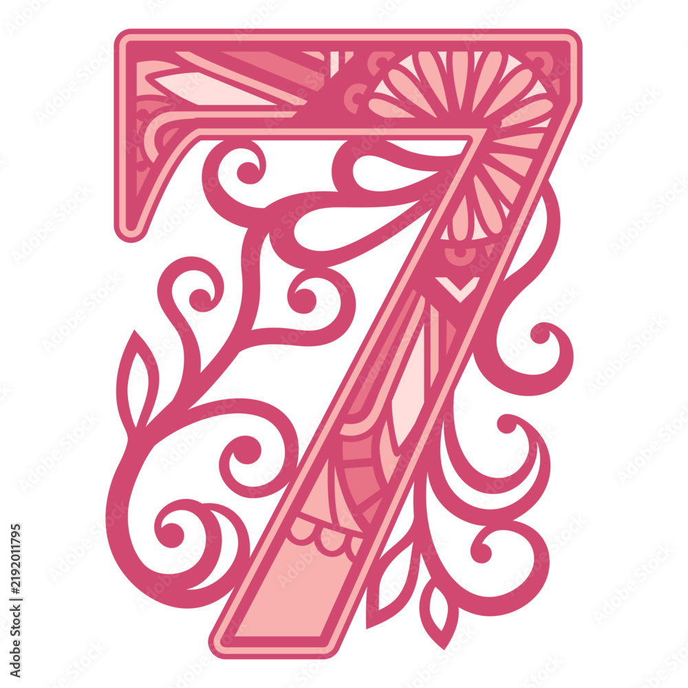 Fototapeta premium Number seven mandala alphabet