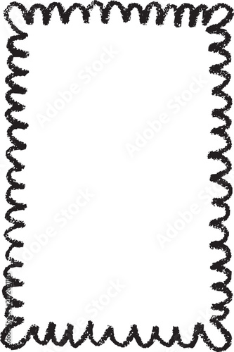 Scalloped crayon frame with rounded doodle border. Black crayon border with white space for photos and text